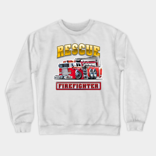 Cartoon Fire Truck Crewneck Sweatshirt by Mechanik